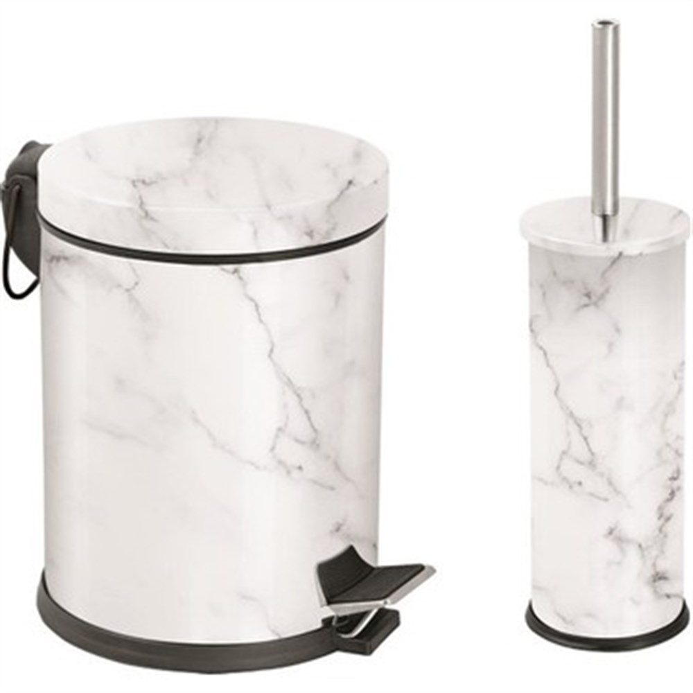 Lalezar Beyaz 2'Li Banyo Seti Mermer Des -97D