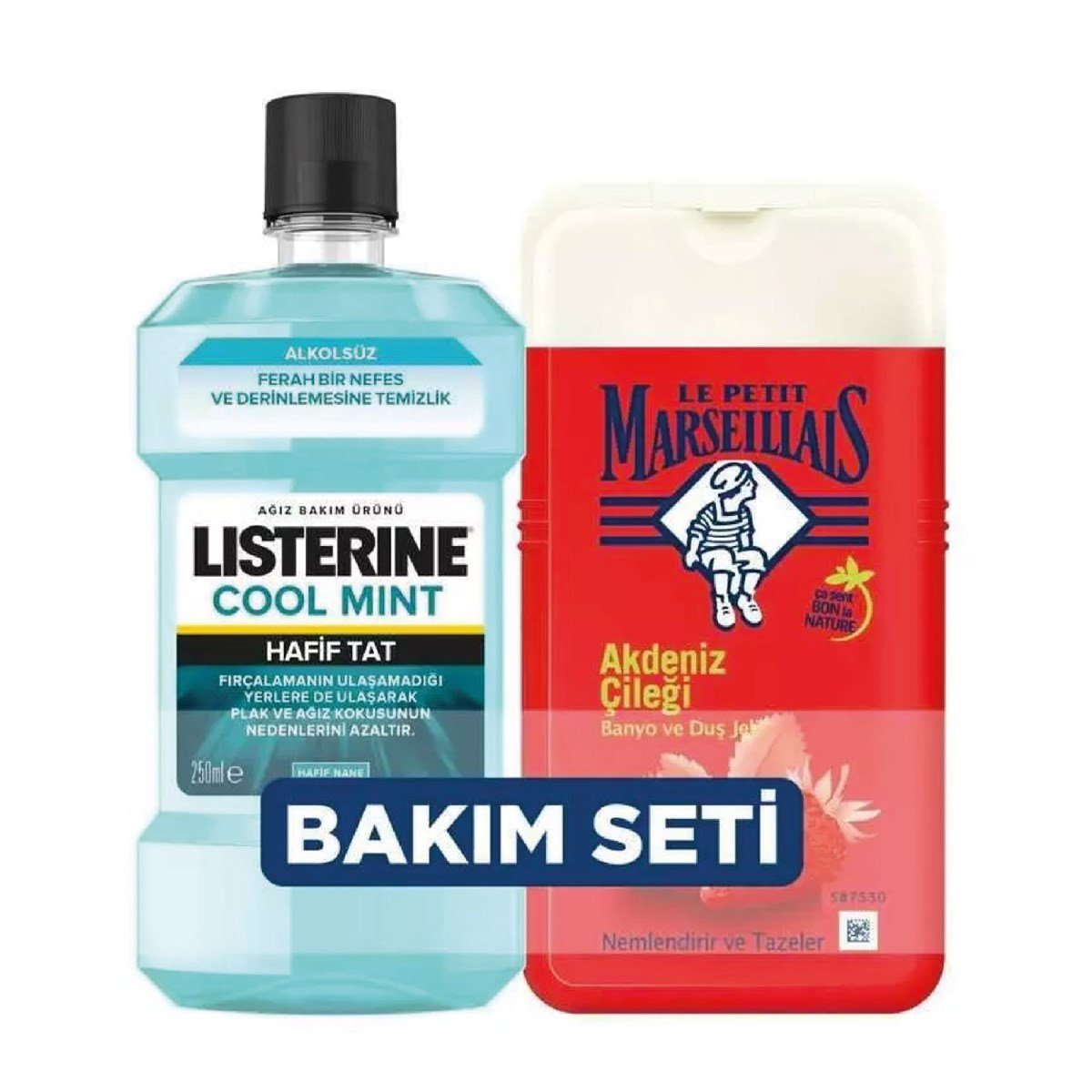 Le Petit Marseillais Akdeniz Çileği Duş Jeli 250 Ml + Listerine Cool Mint 250 Ml Bakım Seti