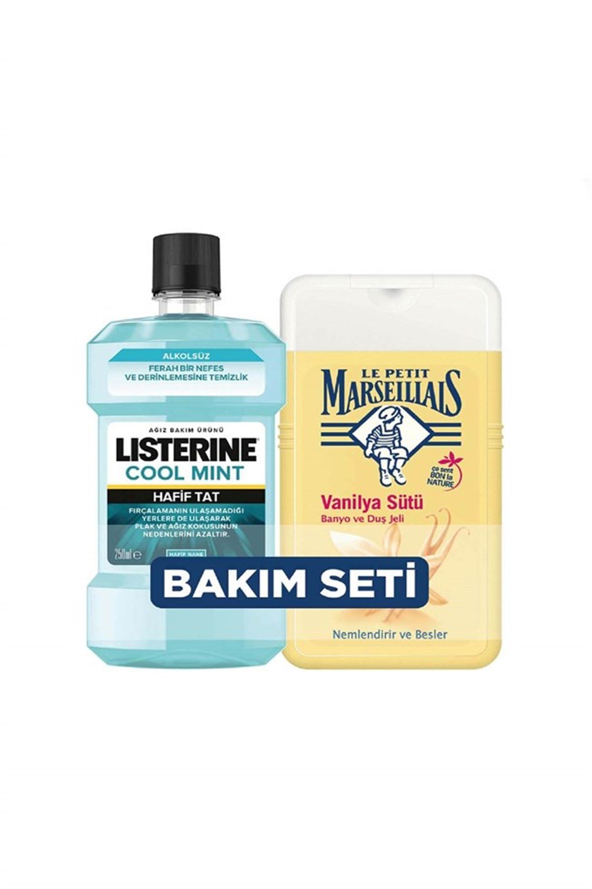 Le Petit Marseillais Vaniyla Sütü Duş Jeli 250 Ml + Listerine Cool Mint 250 Ml Bakım Seti