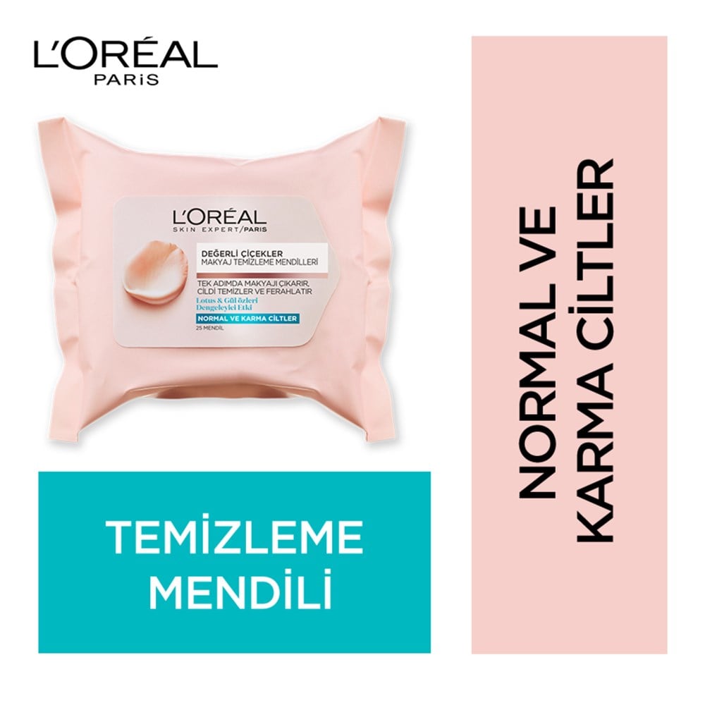 Loreal Paris Değerli Çiçekler Makyaj Temizleme Mendili Normal ve Karma Ciltler