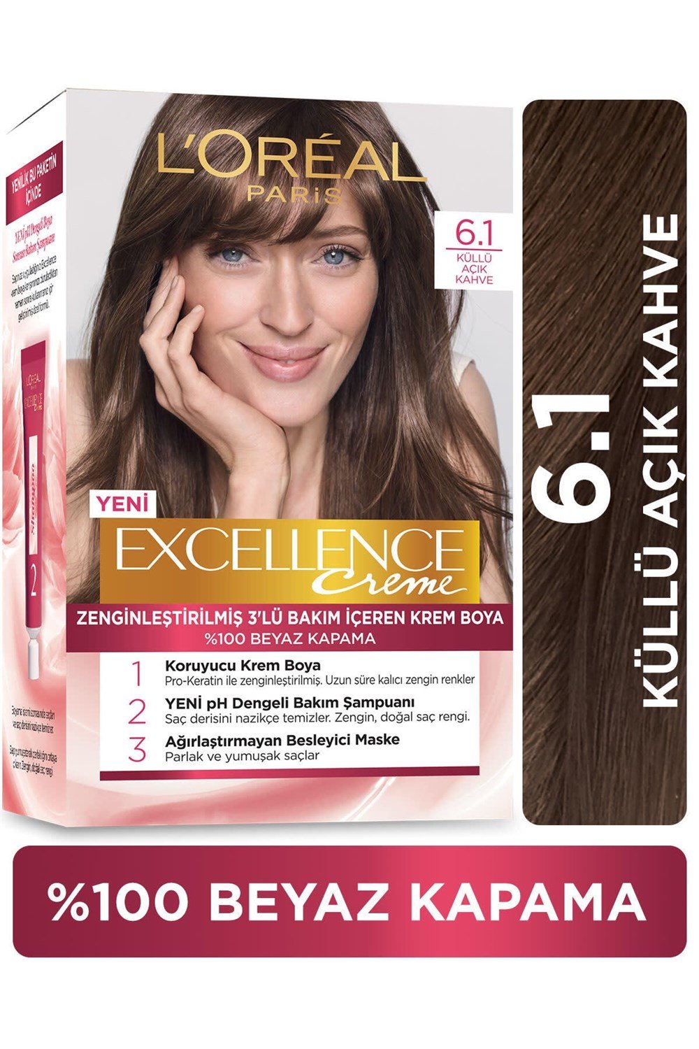 Loreal Paris Excellence Creme Saç Boyası 6.1 Koyu Kumral Küllü