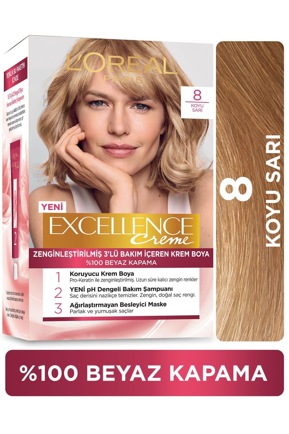 Loreal Paris Excellence Creme Saç Boyası 8 Koyu Sarı