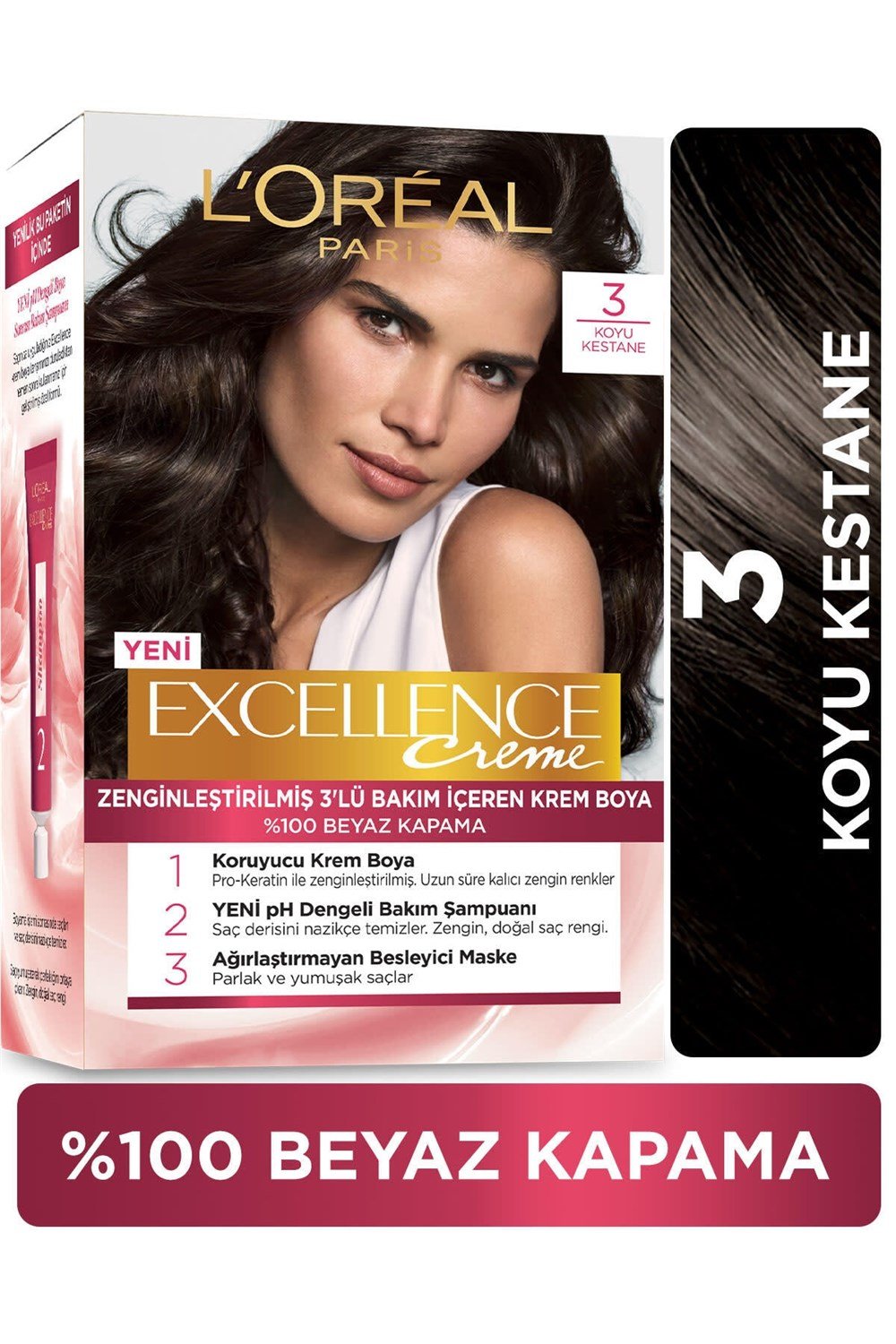 Loreal Paris Excellence Creme Saç Boyası 3 Koyu Kestane