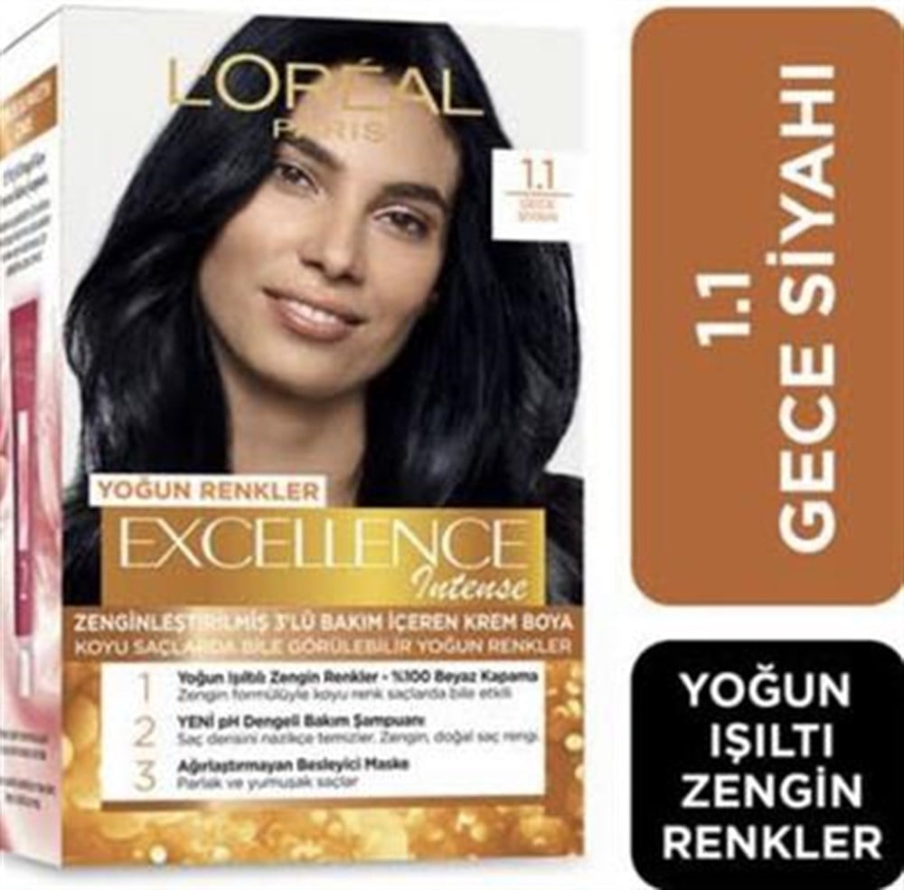 Loreal Paris Excellence Intense Saç Boyası 1.1 Yoğun Siyah