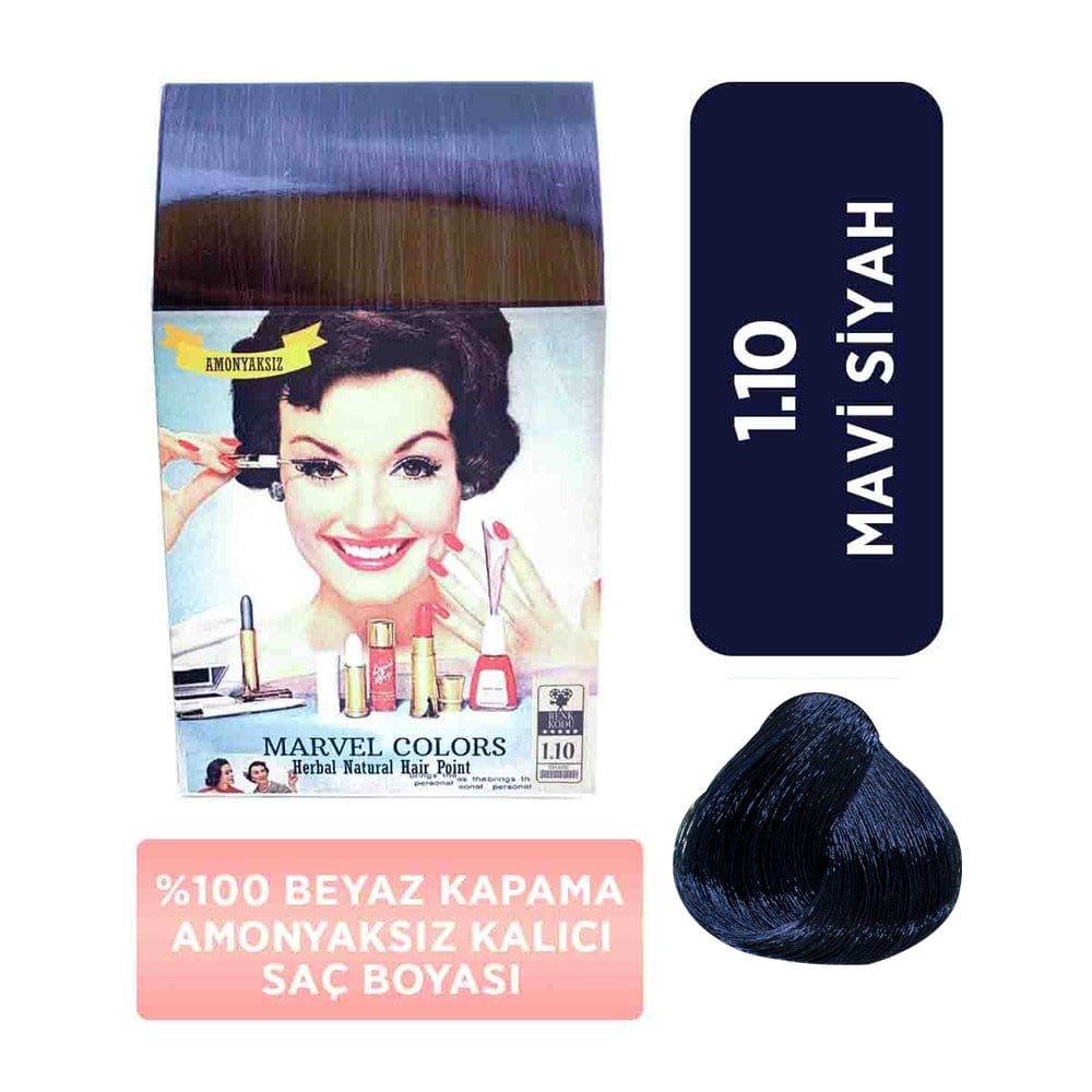 Marvel Saç Boyası Amonyaksız Naturel Hair  1.10 Mavi Siyah