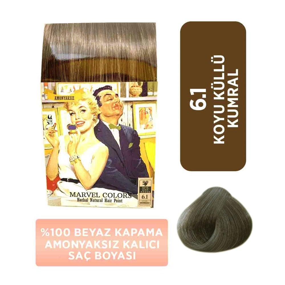 Marvel Saç Boyası Amonyaksız Naturel Hair  6.1 Koyu Küllü Kumral