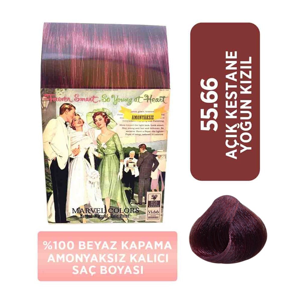 Marvel Saç Boyası Amonyaksız Naturel Hair  55.66 Açık Kestane Yoğun Kızıl