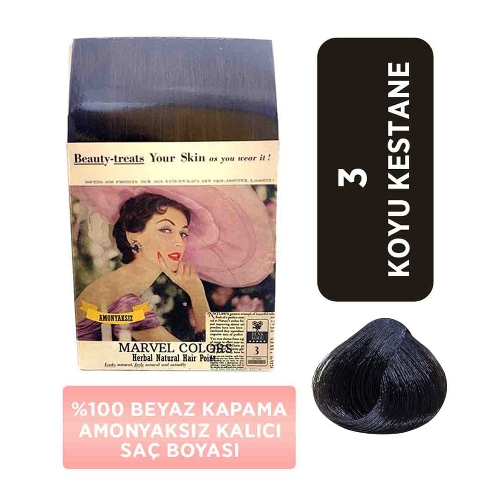 Marvel Saç Boyası Amonyaksız Naturel Hair  3 Koyu Kestane