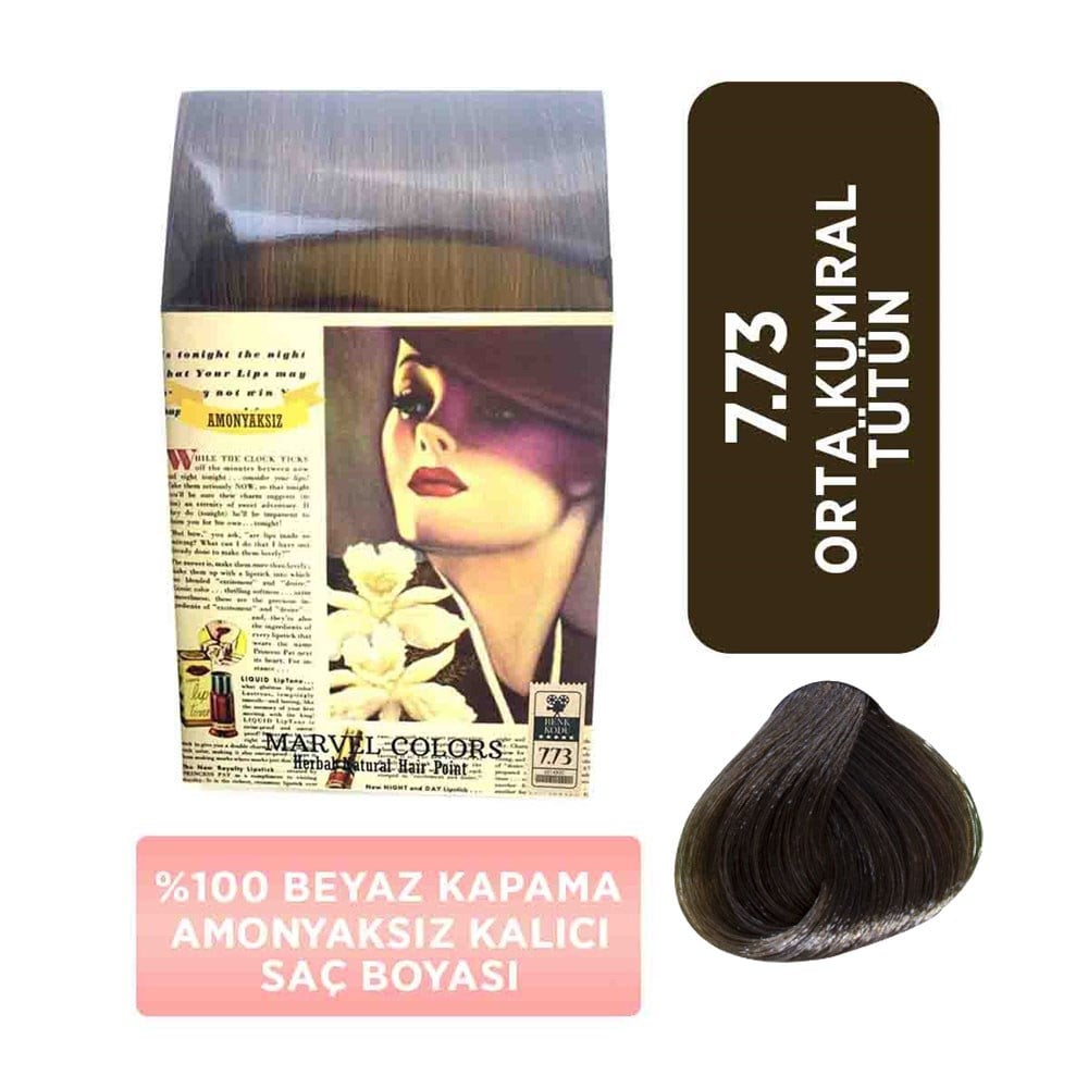 Marvel Saç Boyası Amonyaksız Naturel Hair  7.73 Orta Kumral Tütün