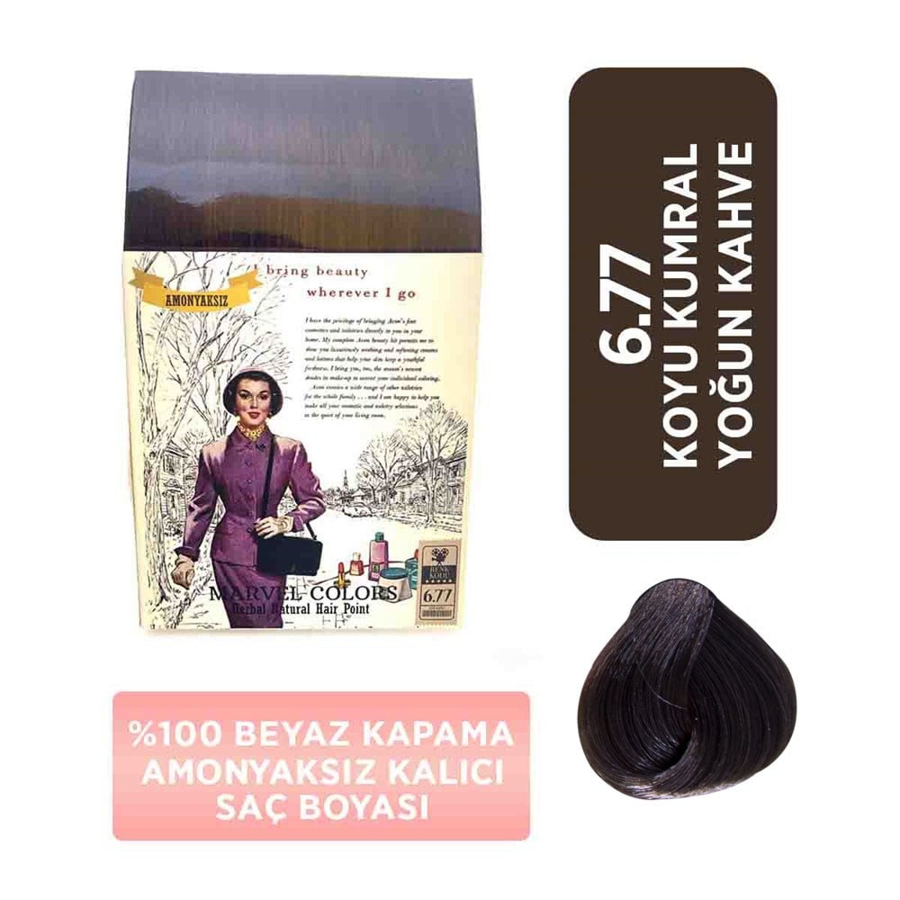 Marvel Saç Boyası Amonyaksız Naturel Hair  6.77 Koyu Kumral Yoğun Kahve