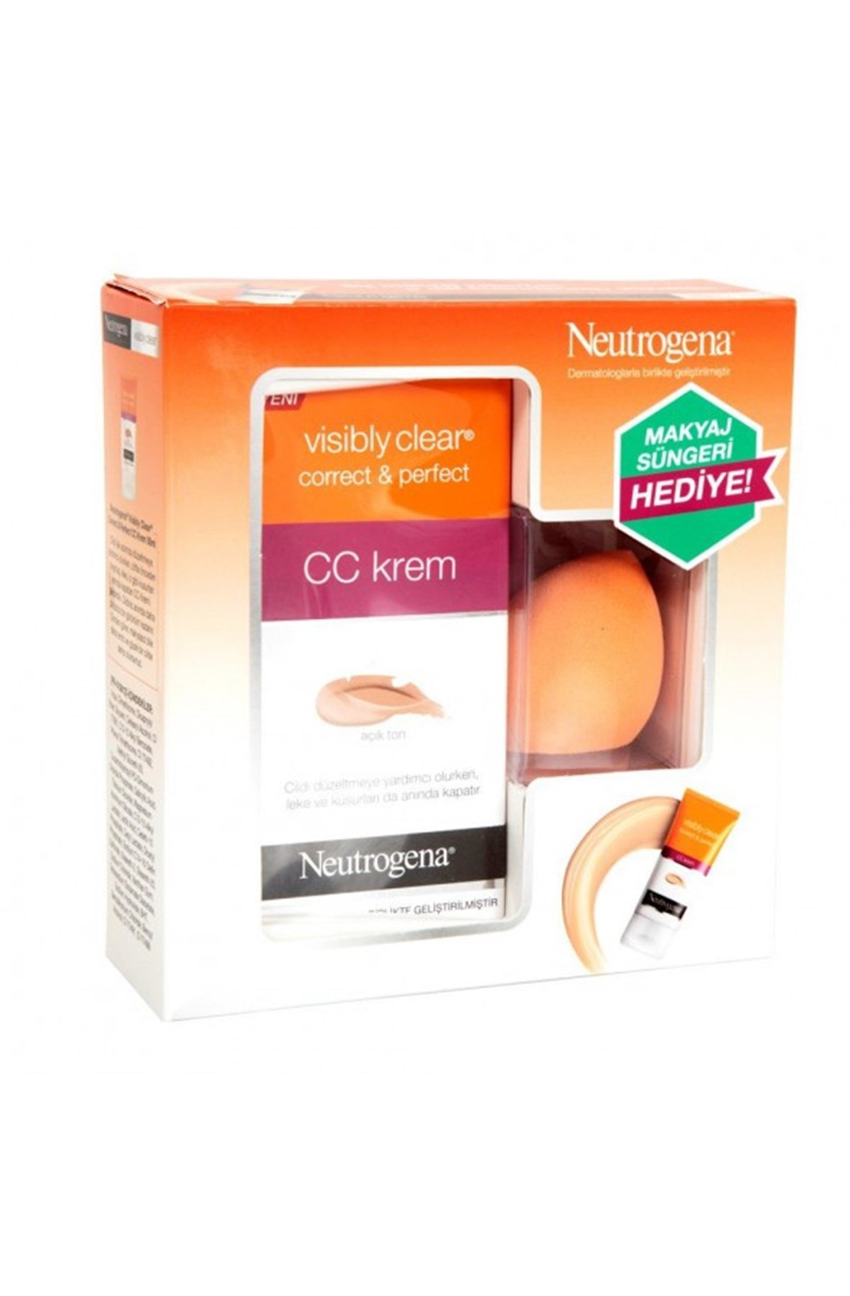 Neutrogena Visibly Clear CC Krem Açık Ton 50ml Makyaj Süngeri Hediyeli