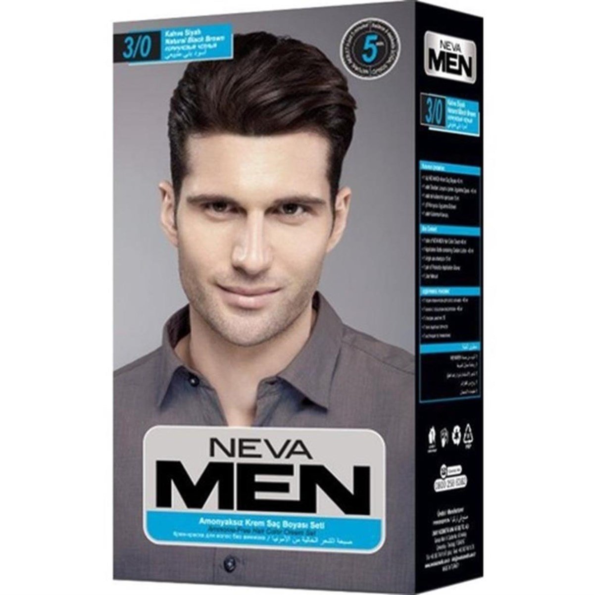 Neva Men Amonyaksız Krem Saç Boyası Seti 3/0 Kahve Siyah