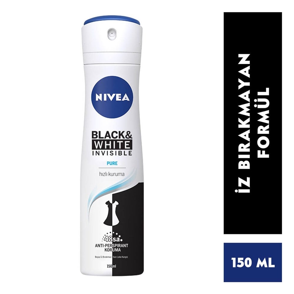 Nivea İnvisible Black & Whıte Pure Sprey Deodorant 150 Ml Kadın