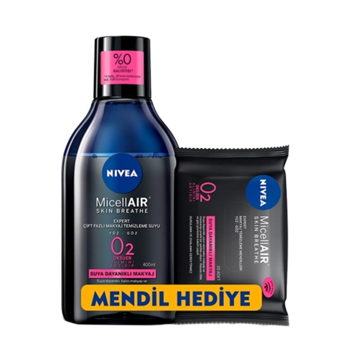 Nivea Micellair Expert Çift Fazlı Makyaj Temizleme Suyu 400 Ml + Makyaj Temizleme Mendili Set