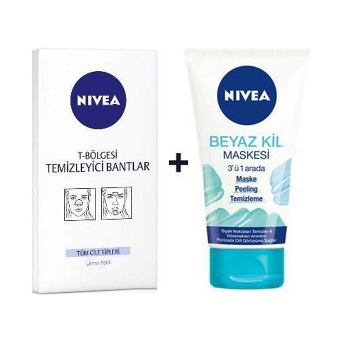 Nivea T-Bölgesi Temizleme Bantları 6'lı + Beyaz Kil Maskesi Set