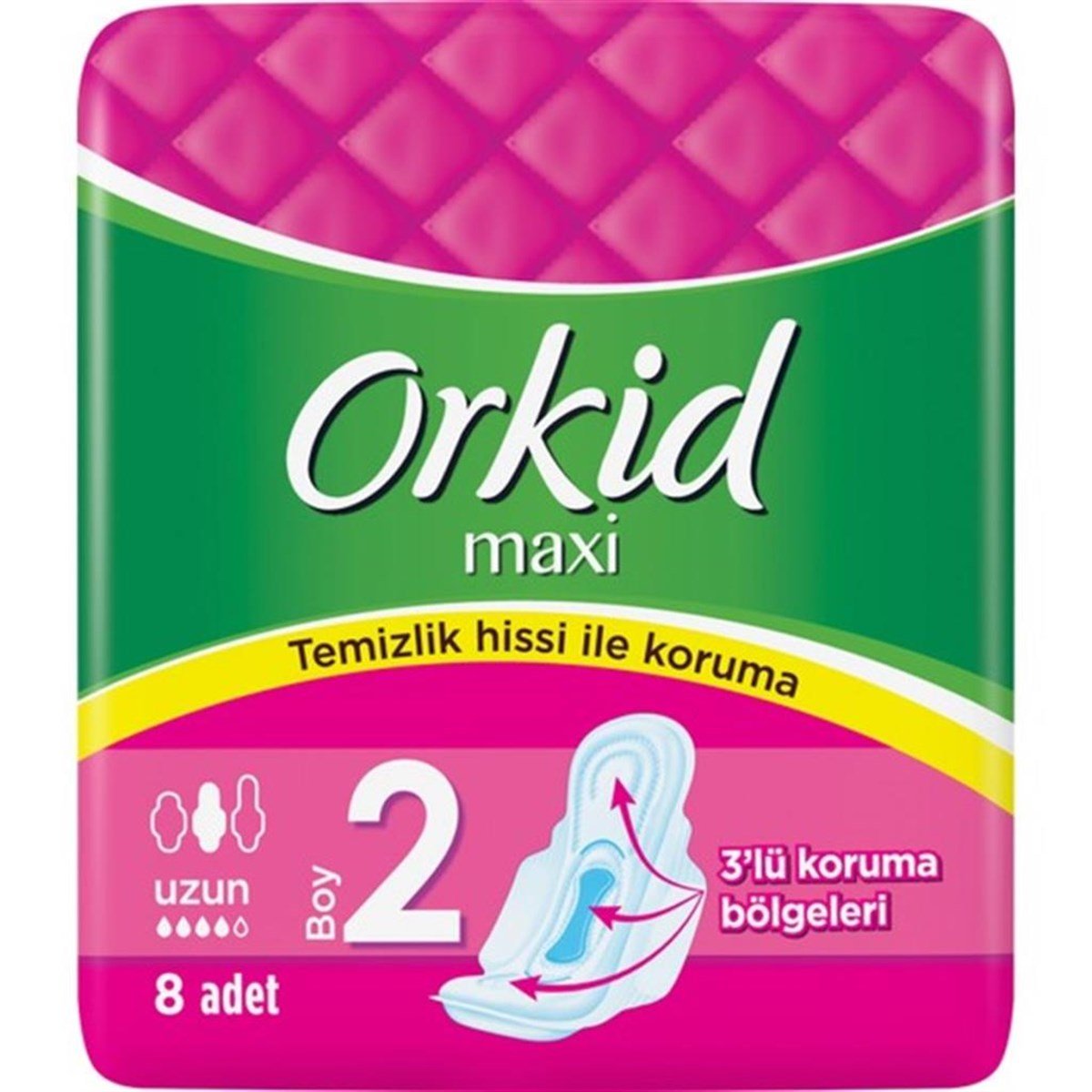 Orkid Maxi Hijyenik Ped Uzun Tekli Paket (8 adet)