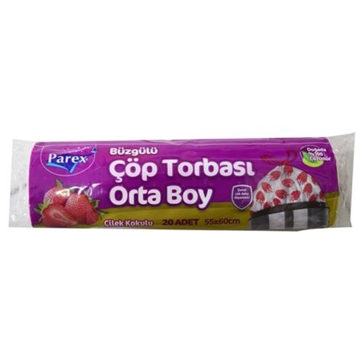 Parex Çöp Torbası Büzgülü Çilek Kokulu Orta 20'li
