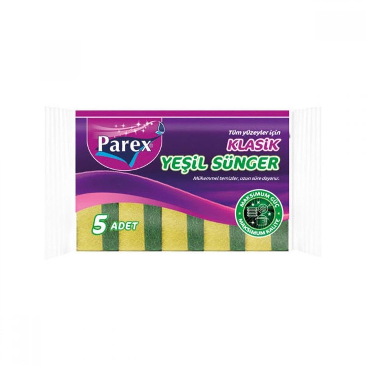 Parex Klasik Yeşil Sünger Oluklu 5'li