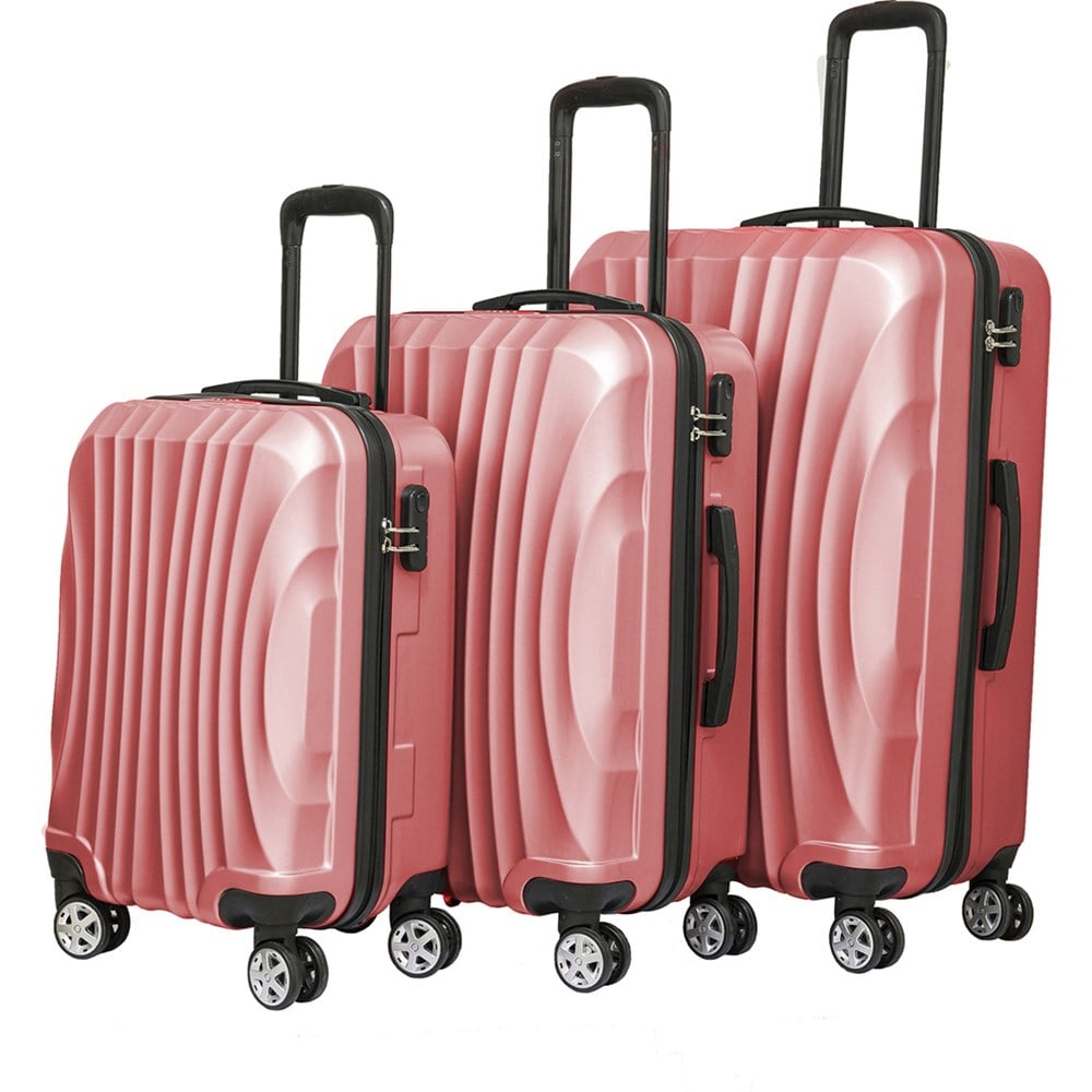 Relaxion Büyük + Orta + Küçük 3'lü Valiz Set Gül Kurusu