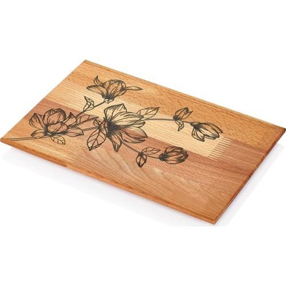 Sinbo Gül Desenli Ahşap Tepsi 1185