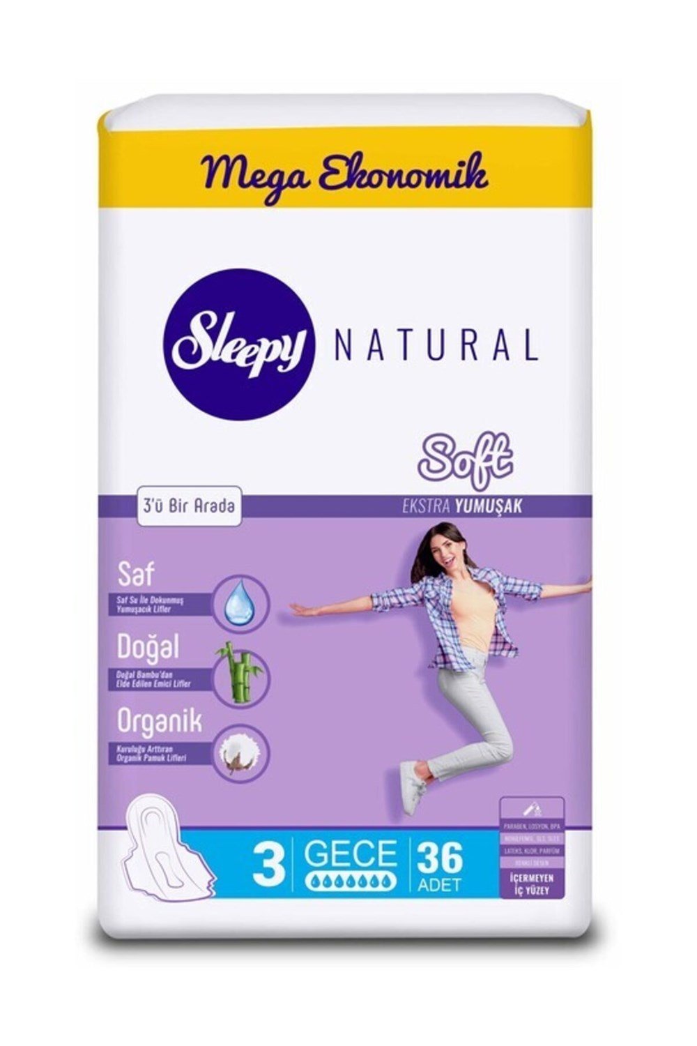 Sleepy Natural Hijyen Ped Gece  Mega Soft 36 Lı