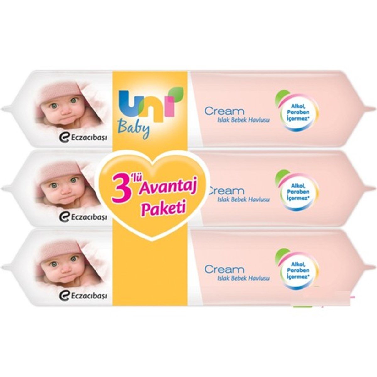 Uni Baby Cream Islak Havlu 3'lü Fırsat Paketi 168 Yaprak