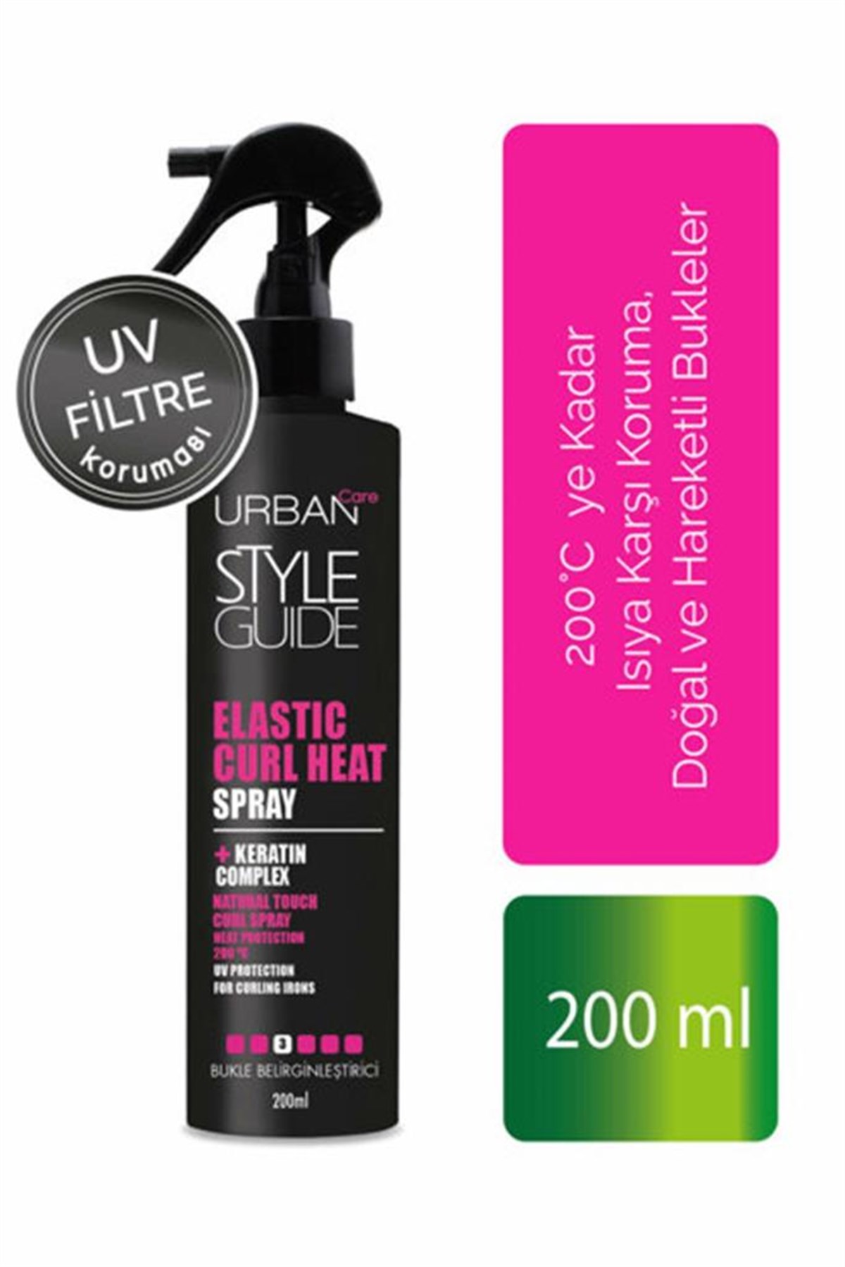 Urban CareIsıya Karşı Dayanıklı Doğal Bukleler için Gazsız Saç Spreyi 200 ml