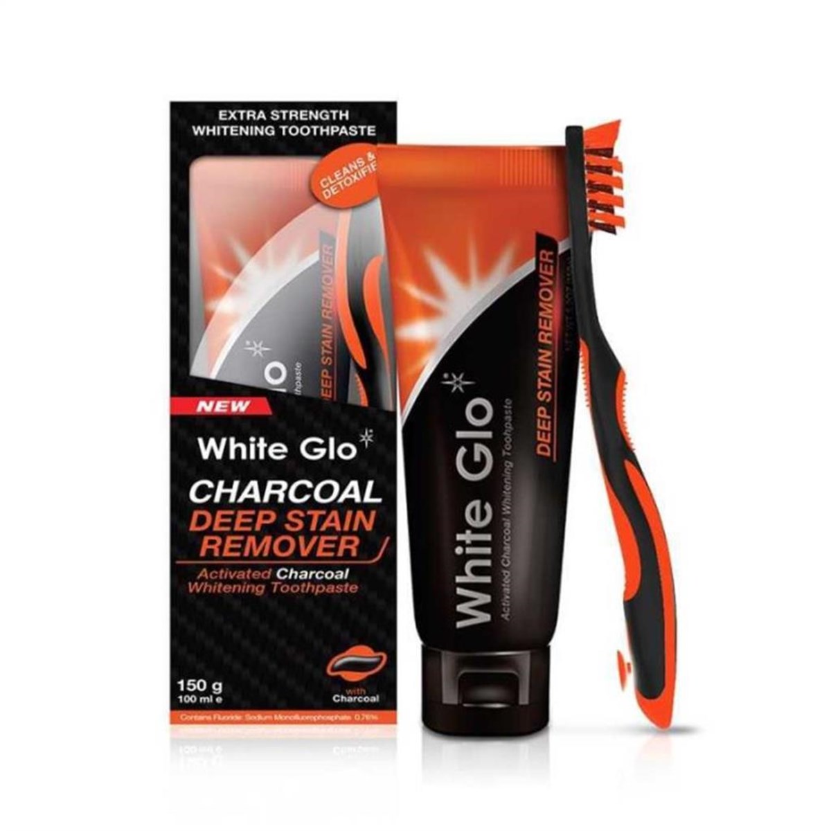 White Glo Aktif Kömürlü Leke Giderici Beyazlatıcı Diş Macunu 100Ml+ Fırça Hediyeli