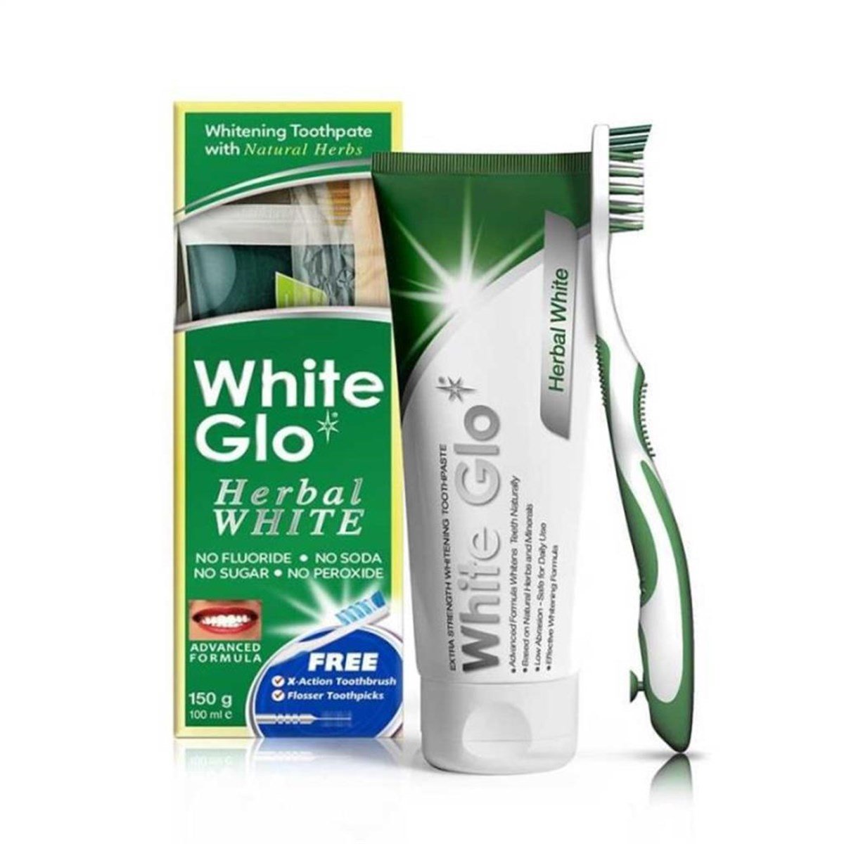 Whıte glo Herbal Fresh Beyazlatıcı Bitkisel Diş Macunu 100Ml+Fırça Hediyeli