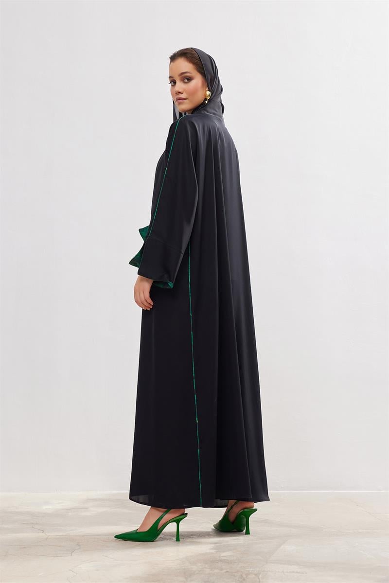 Arwa Abaya Set - BLACK-GREEN