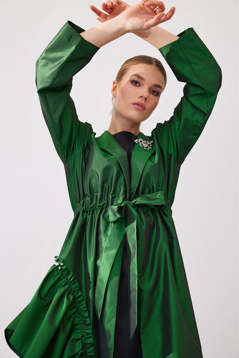 Bella Tafta Abaya - Emerald Green