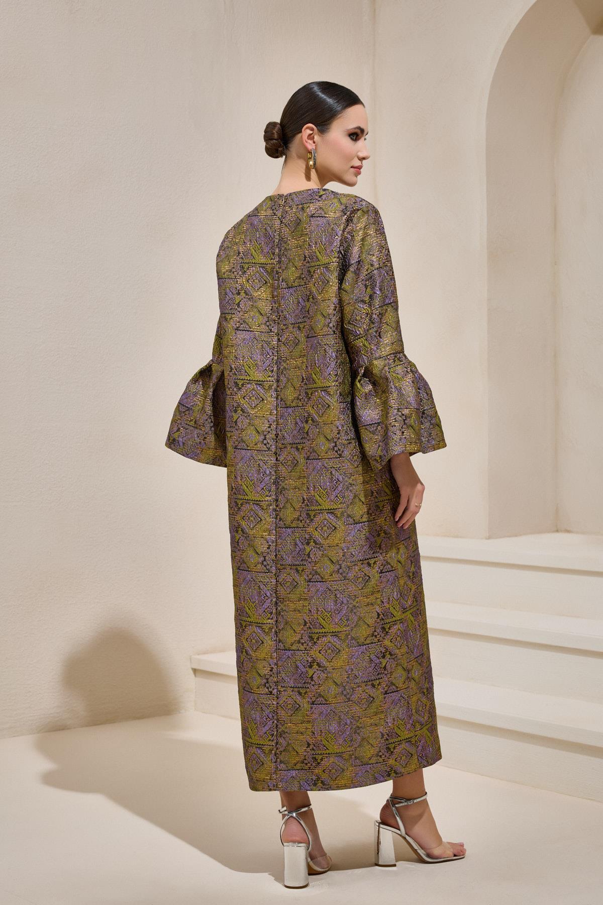 BROCADE MAXI DRESS GREEN