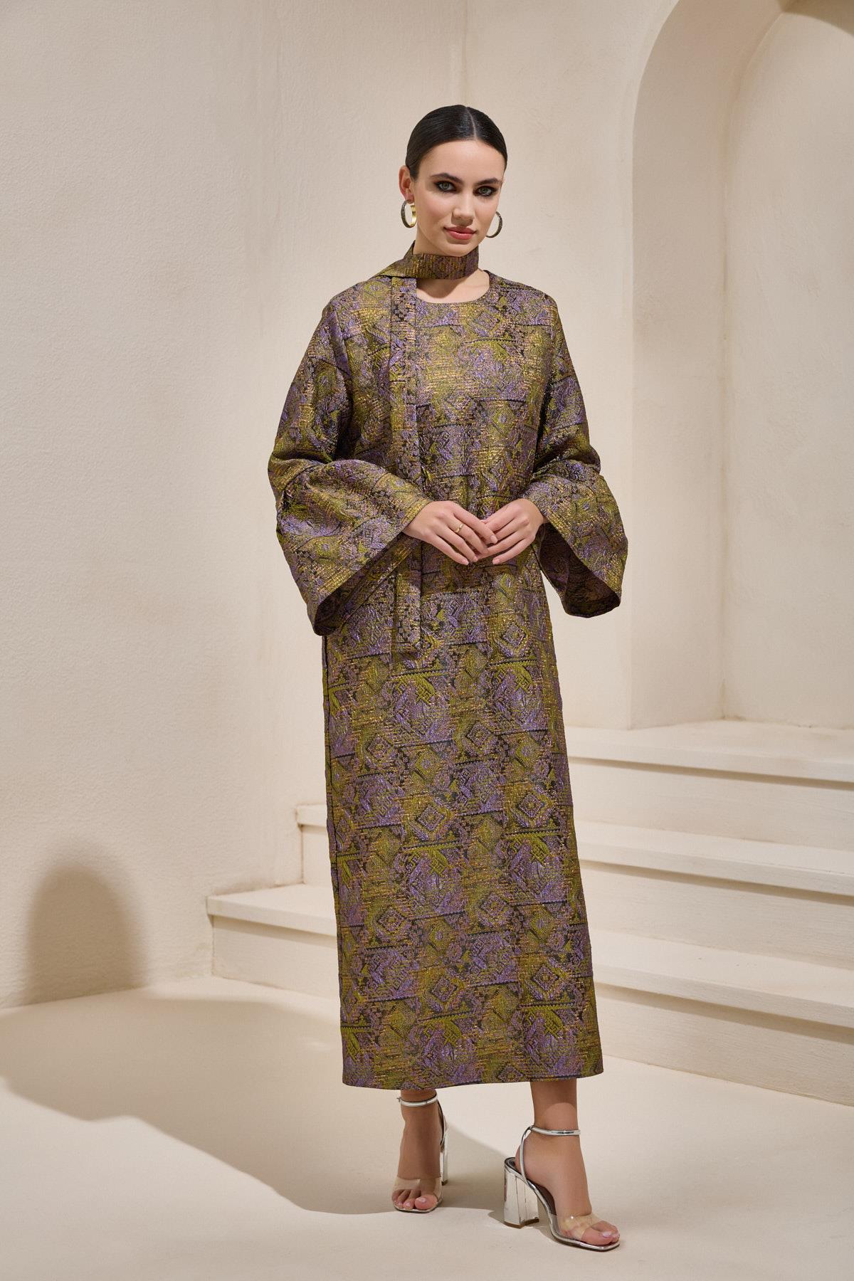 BROCADE MAXI DRESS GREEN