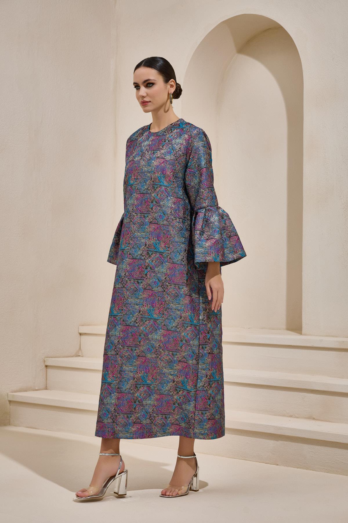 BROCADE MAXI DRESS PINK