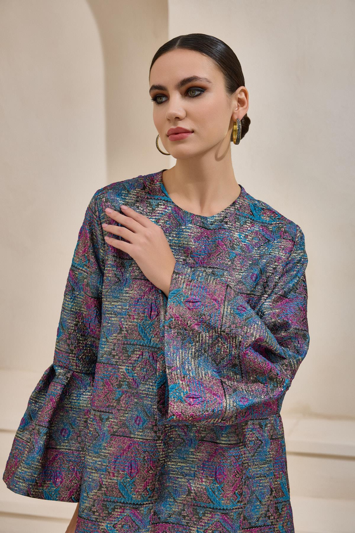 BROCADE MAXI DRESS PINK