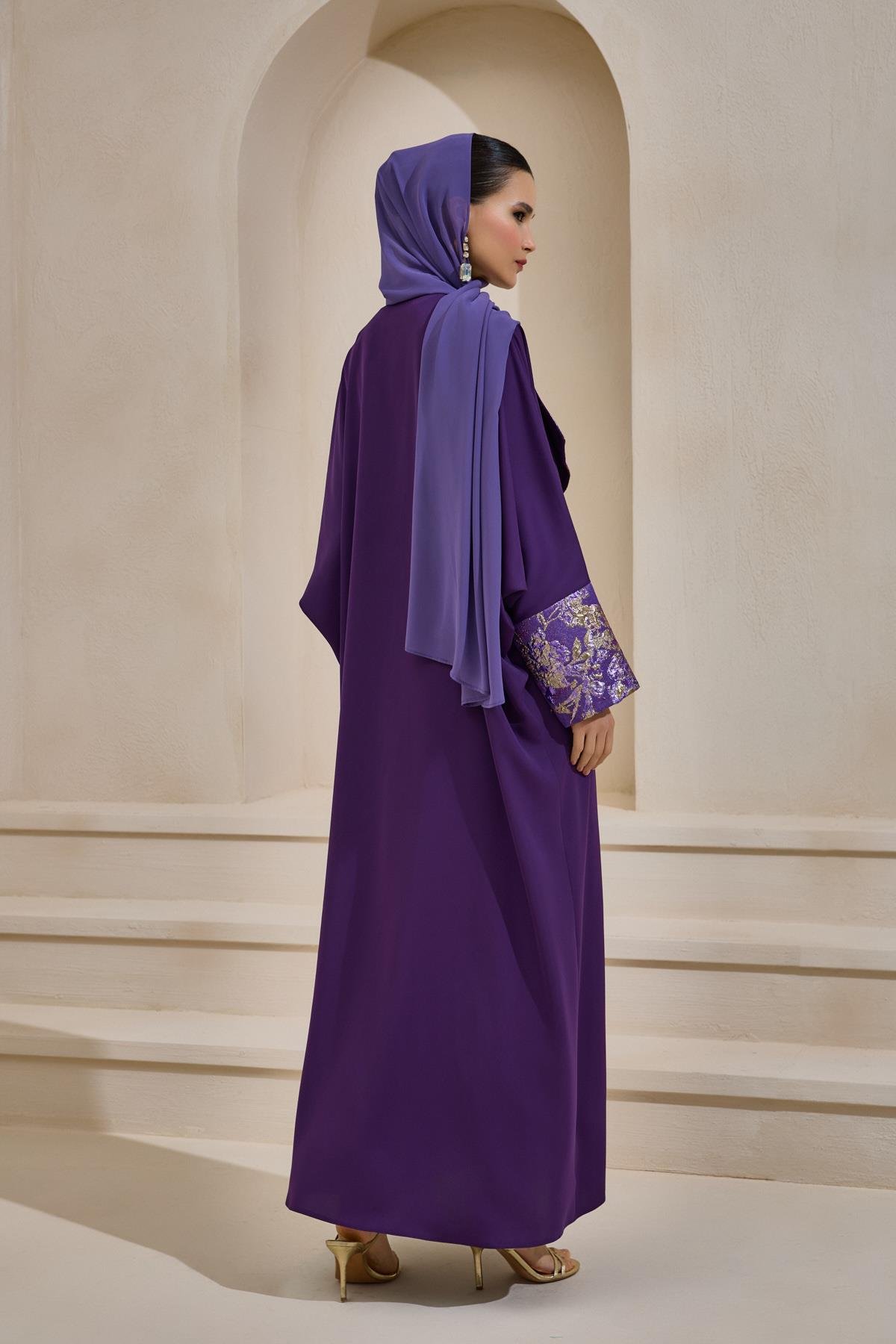 BROCADE MIX ABAYA PURPLE