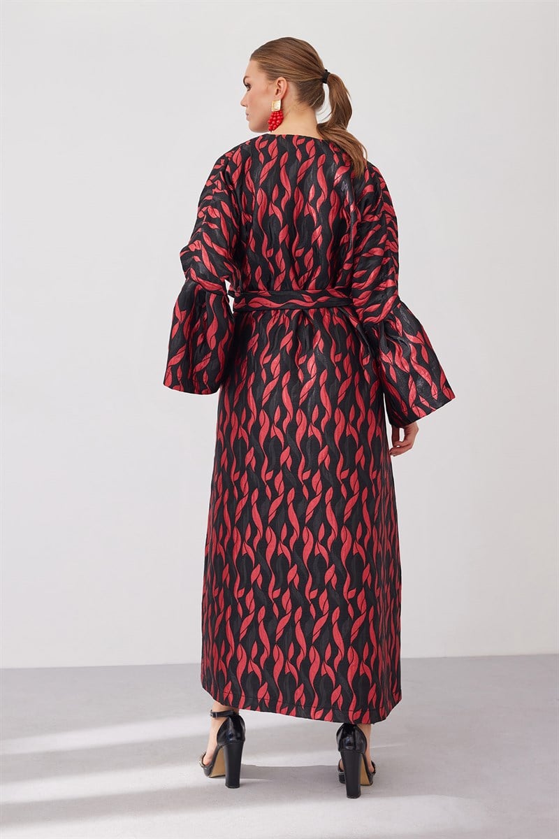 Brokar Abaya - Black Red