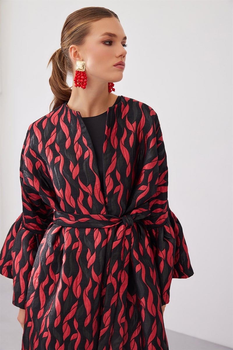 Brokar Abaya - Black Red