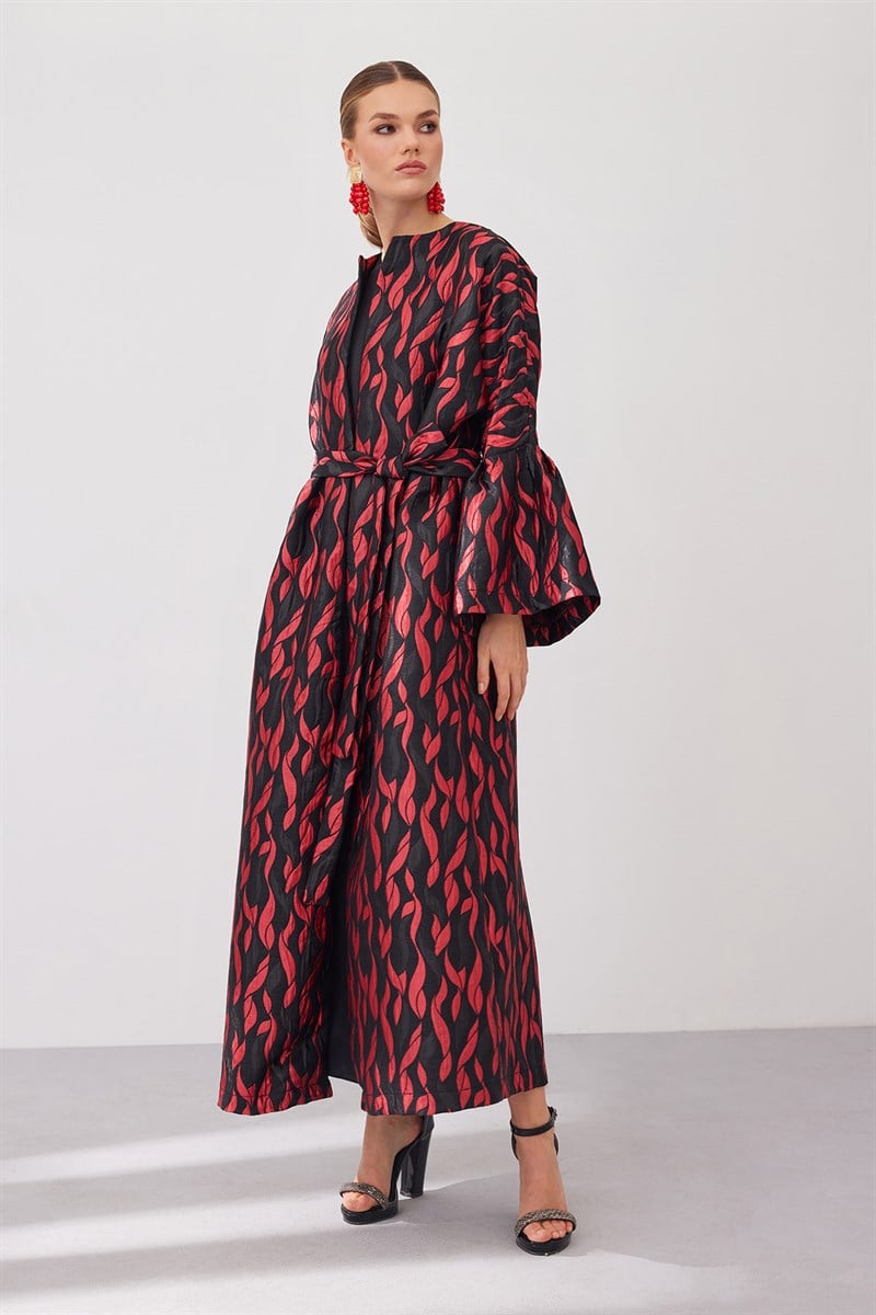 Brokar Abaya - Black Red