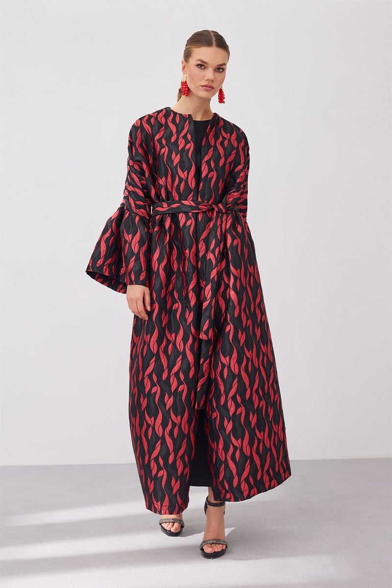 Brokar Abaya - Black Red