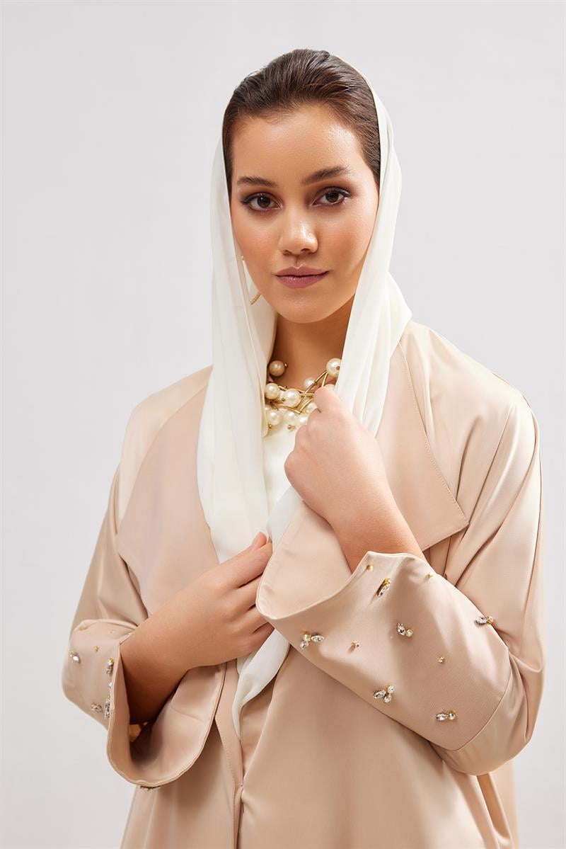 Charm Satin Abaya - BEIGE
