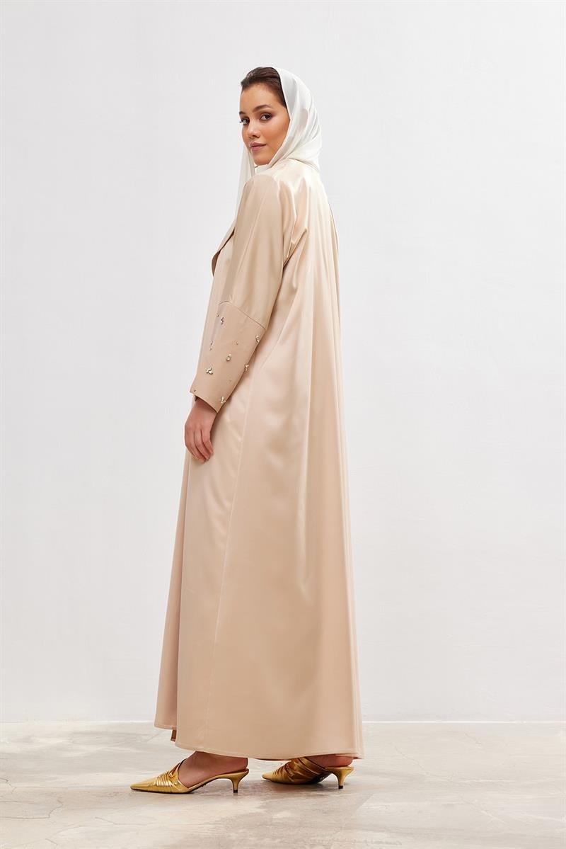 Charm Satin Abaya - BEIGE