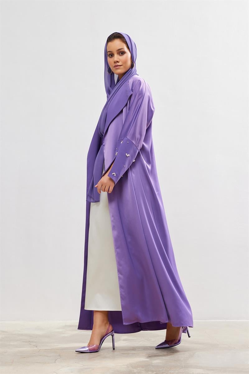 Charm Satin Abaya - LIGHT PURPLE