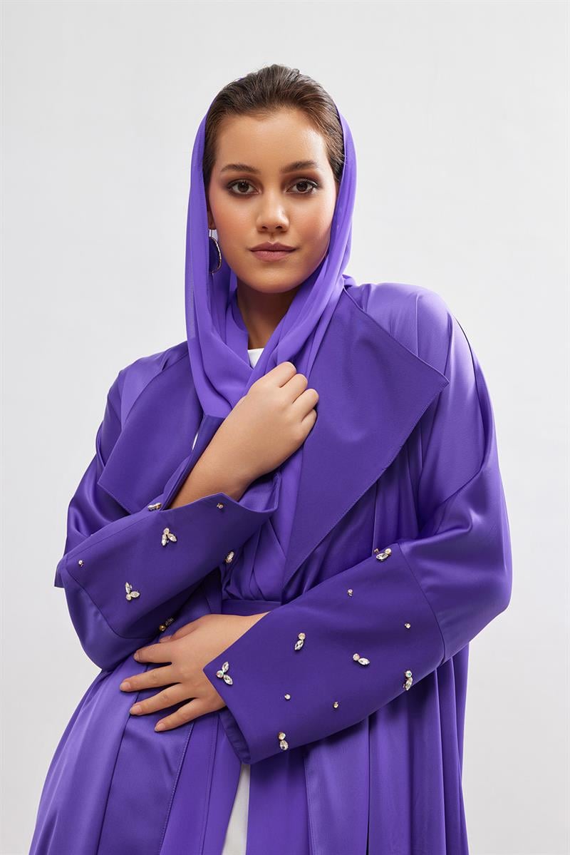 Charm Satin Abaya - PURPLE