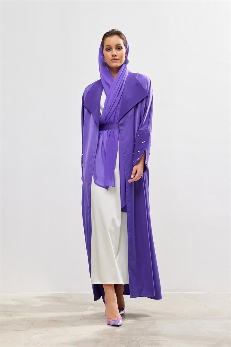 Charm Satin Abaya - PURPLE