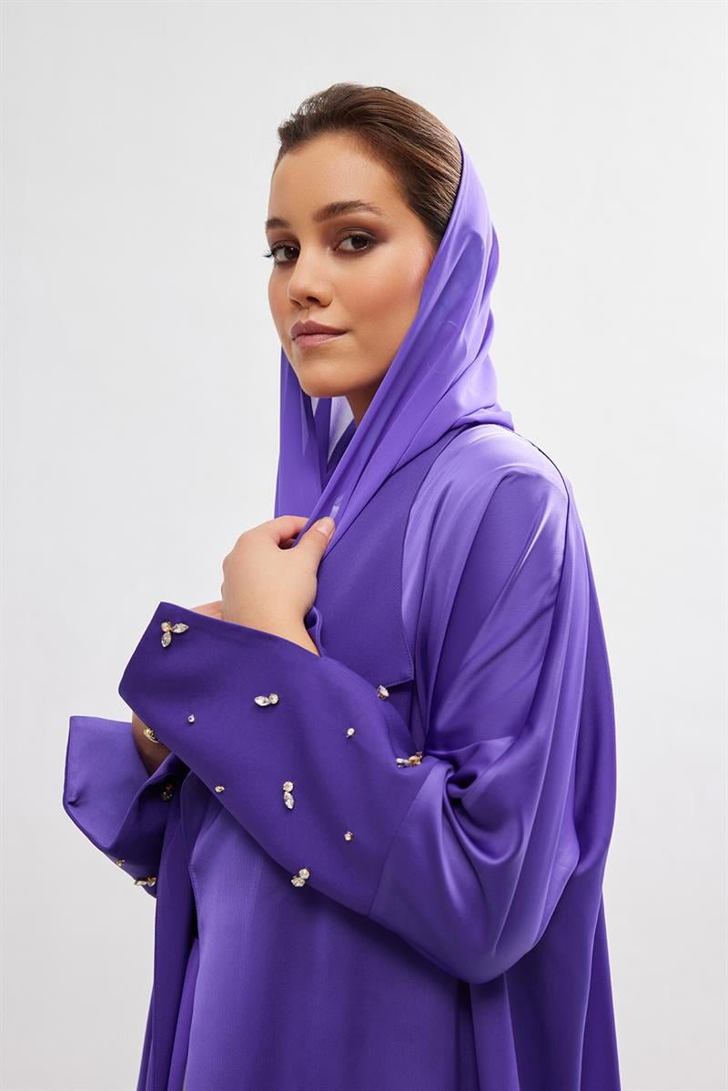 Charm Satin Abaya - PURPLE
