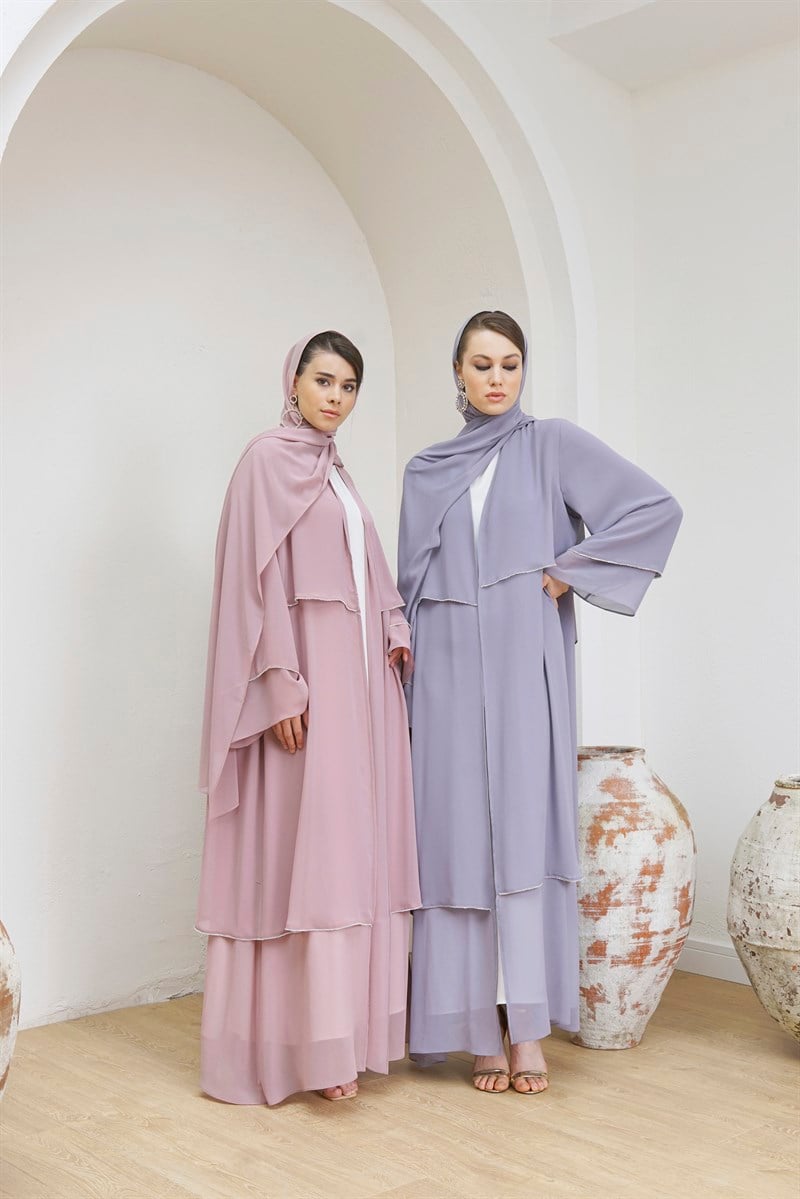 DOUBLE CHIFFON ABAYA - GRİ