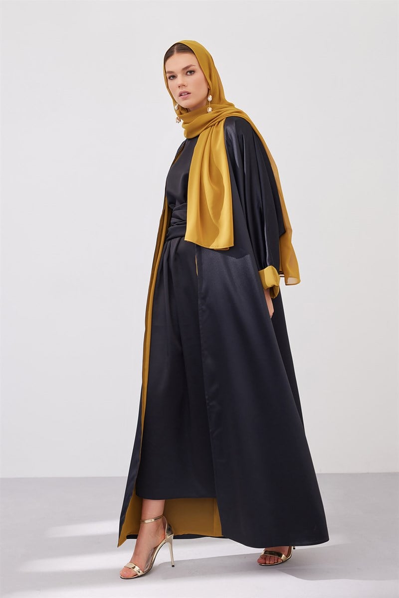 DOUBLE FACE ABAYA SET-BLACK