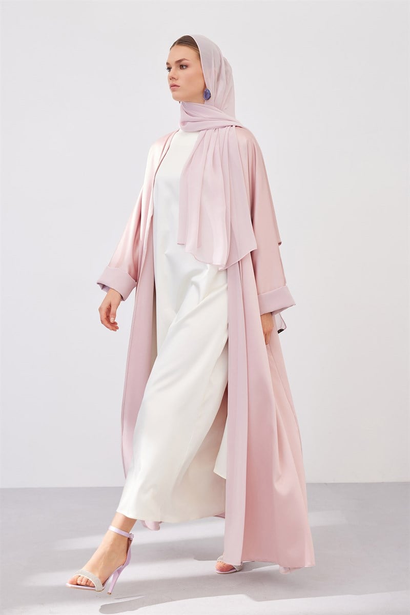 DOUBLE FACE ABAYA SET-POWDER