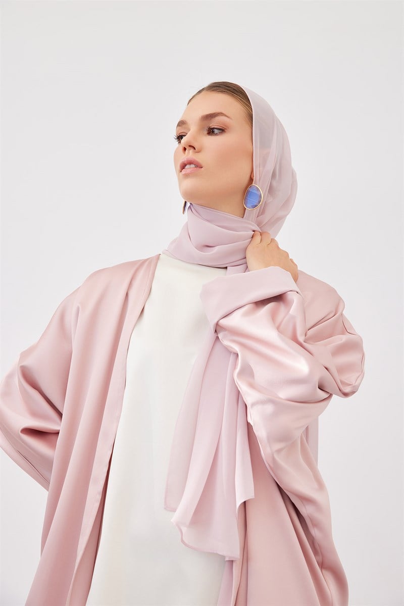DOUBLE FACE ABAYA SET-POWDER
